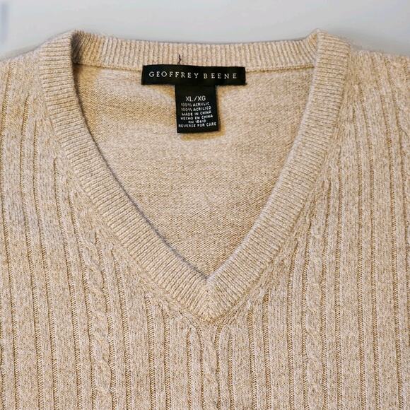 Geoffrey Beene Classic Cable Knit V Neck Pullover Sweater Vest Men's XL Academia - Picture 2 of 8